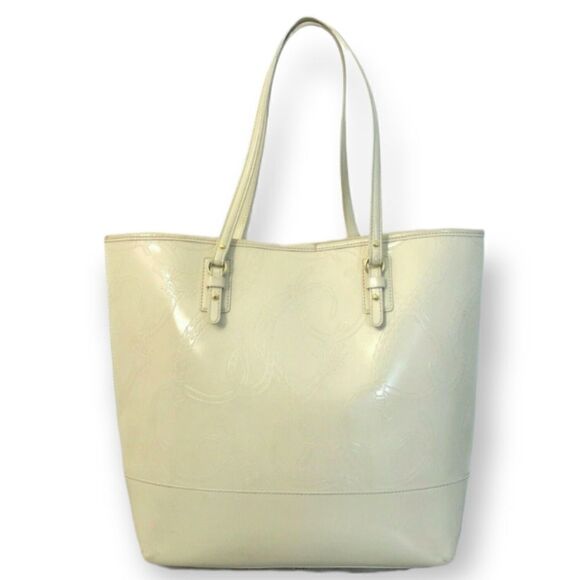 LRG RLL RALPH LAUREN IVORY EQUESTRIAN GENUINE LEATHER TOTE HANDBAG SHOULDER BAG - Picture 1 of 10
